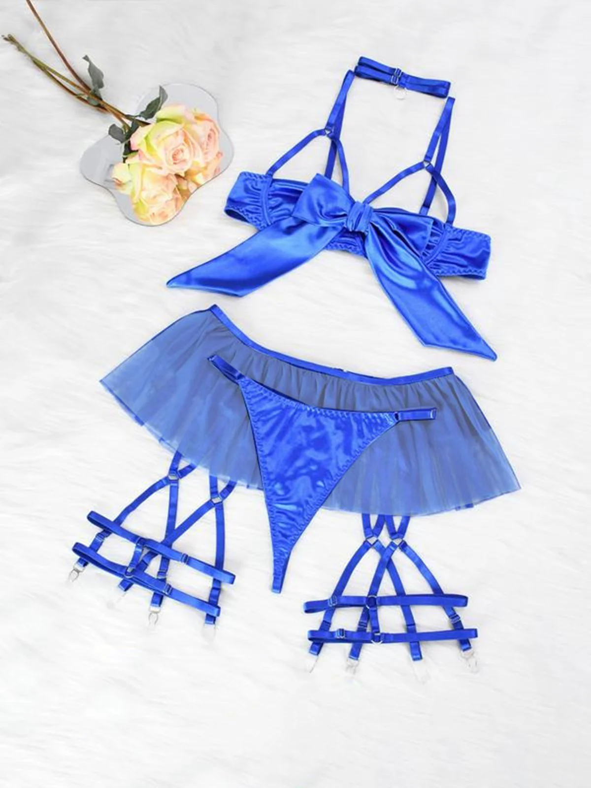 1960s Bow Mesh Patchwork Pajamas Set - Image 10