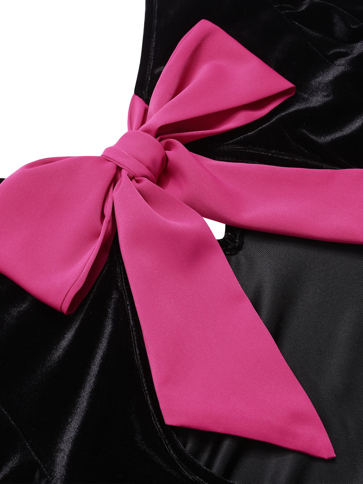 1960s Bowknot Velvet Open Back Contrast Color Dress - Image 4