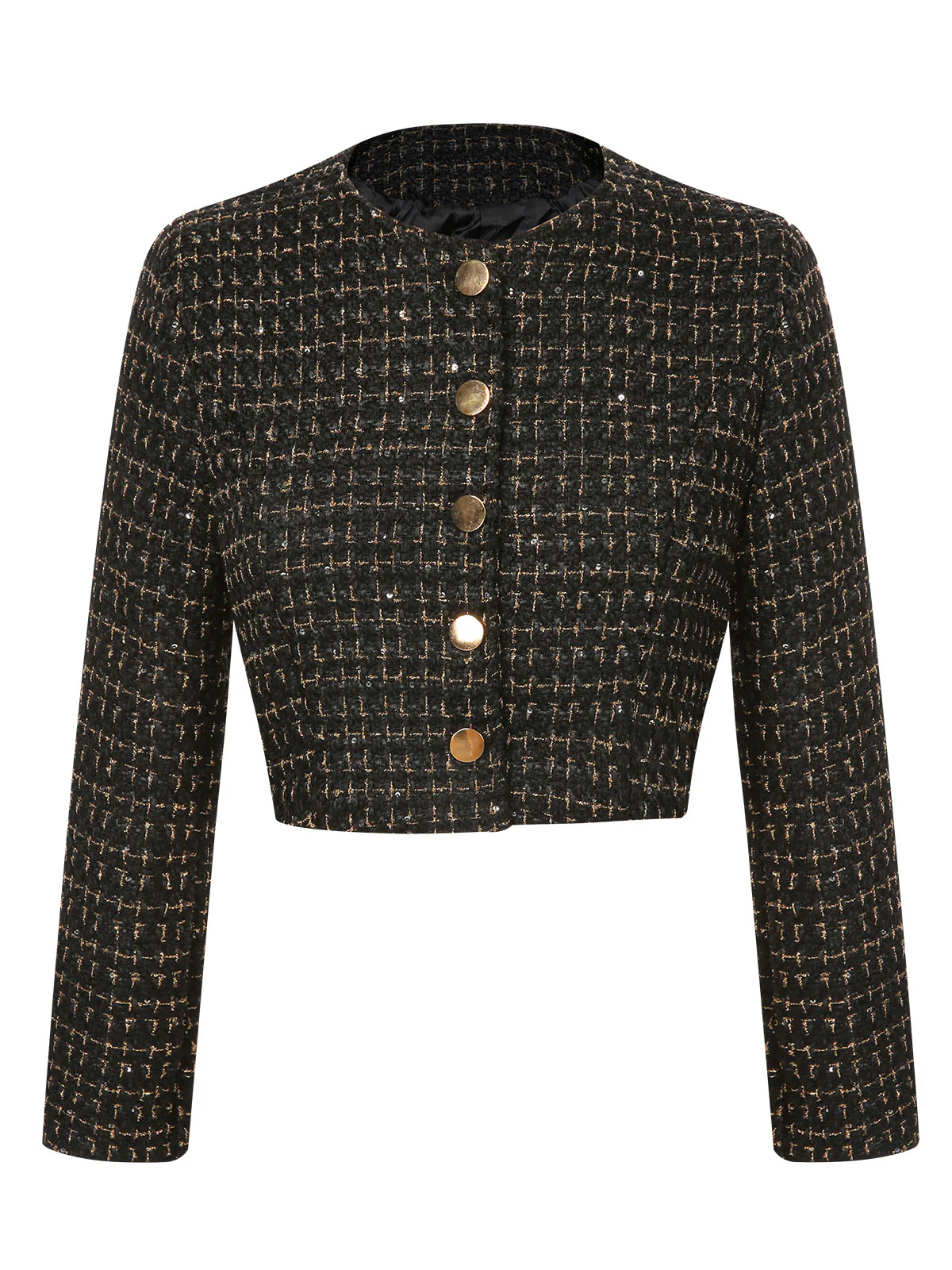 1960s Button Tweed Long Sleeve Cropped Coat - Image 2