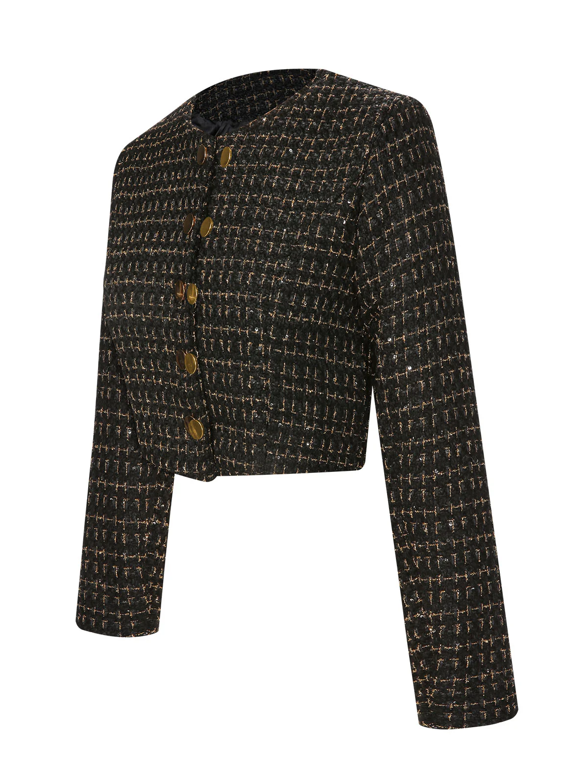 1960s Button Tweed Long Sleeve Cropped Coat - Image 3