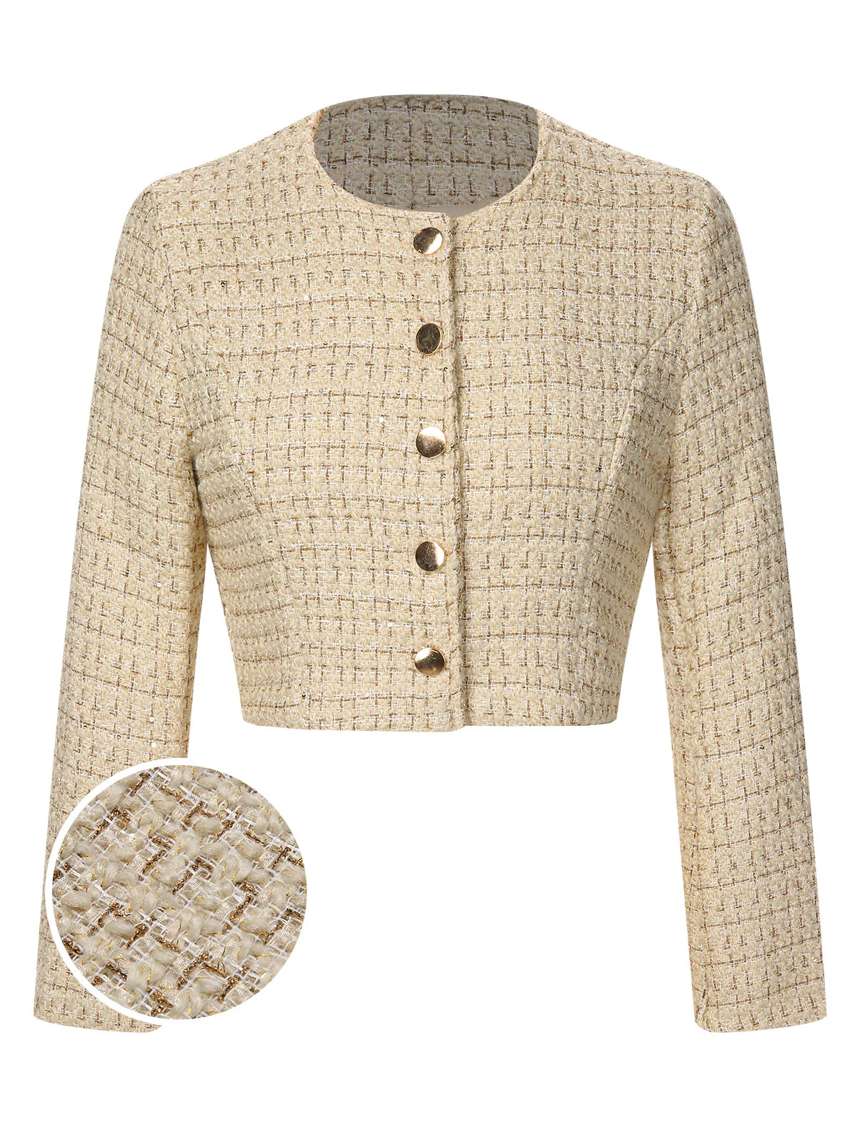 1960s Button Tweed Long Sleeve Cropped Coat - Image 7