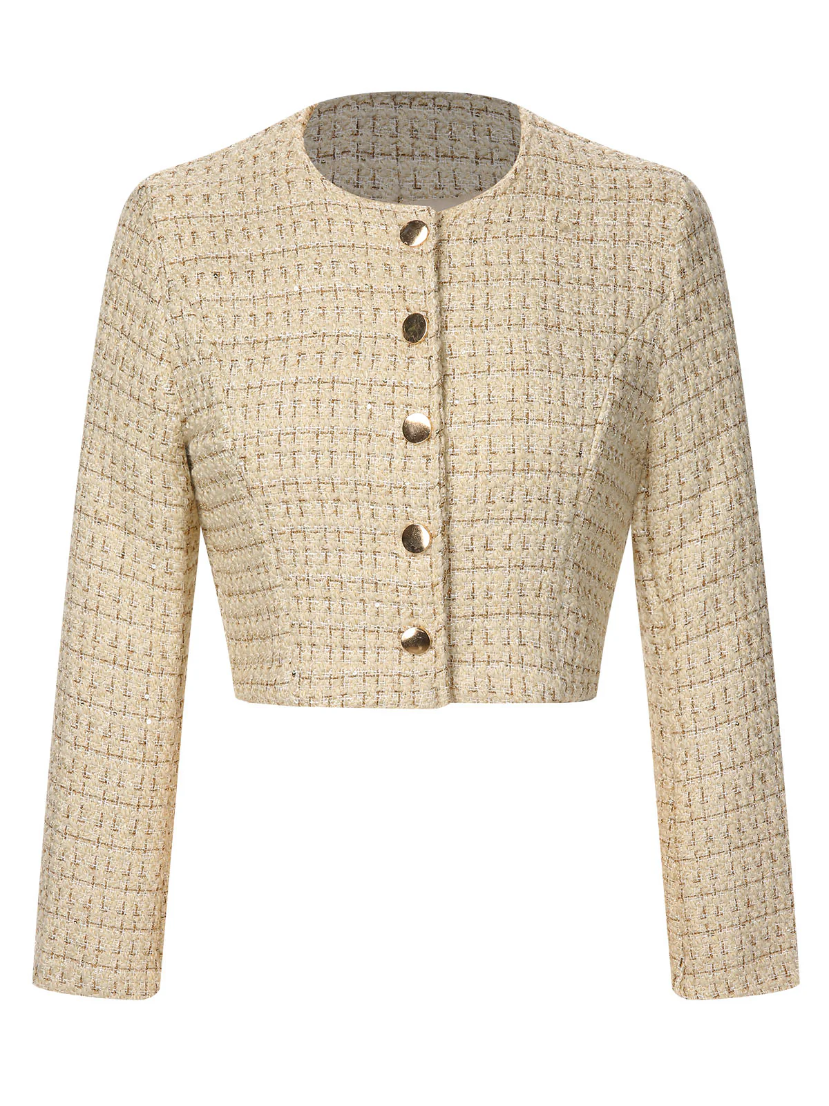 1960s Button Tweed Long Sleeve Cropped Coat - Image 8