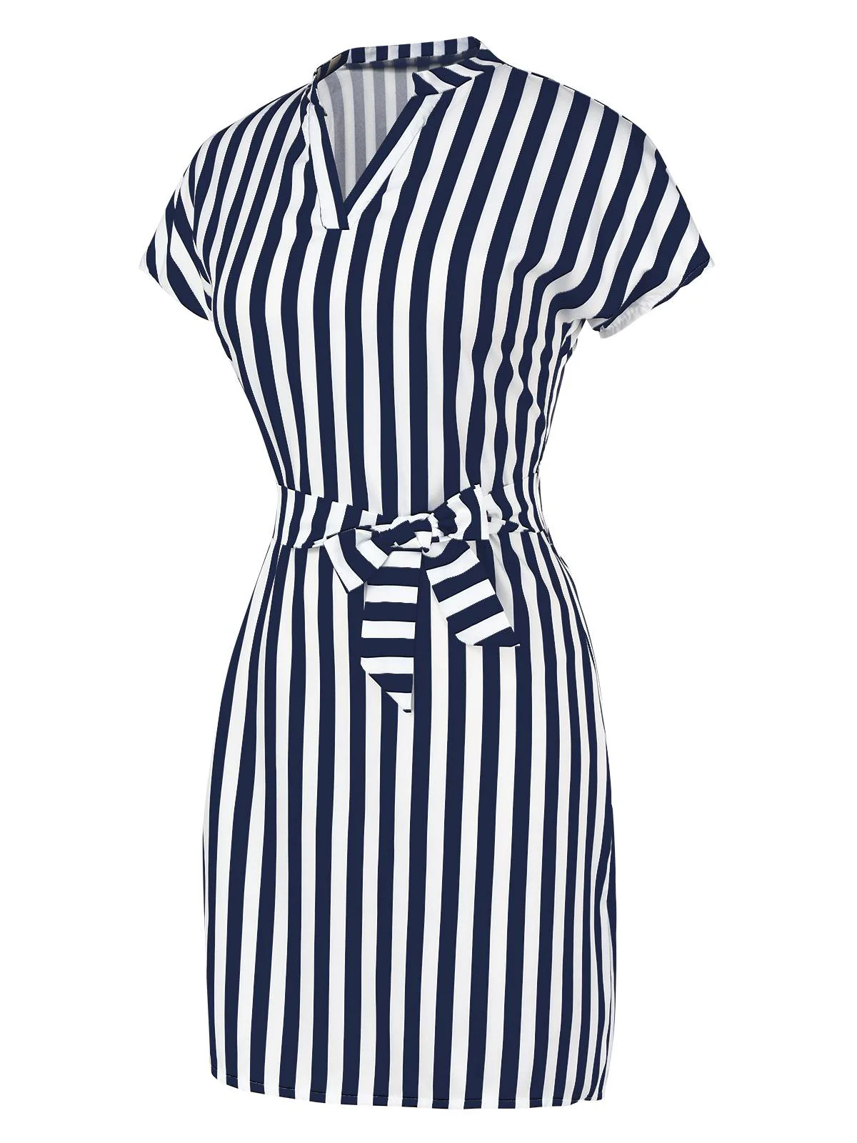 1960s Cap Sleeve Vertical Stripe Pencil Dress - Image 3