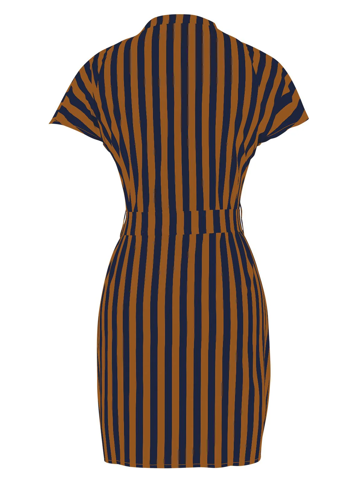 1960s Cap Sleeve Vertical Stripe Pencil Dress - Image 6
