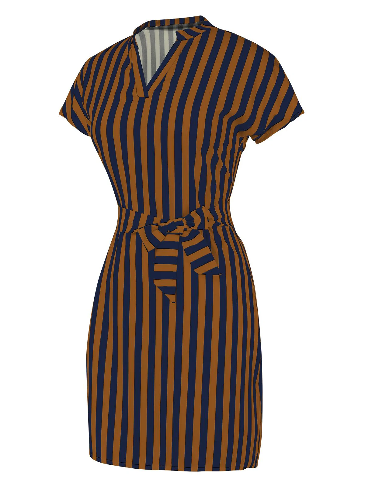 1960s Cap Sleeve Vertical Stripe Pencil Dress - Image 7