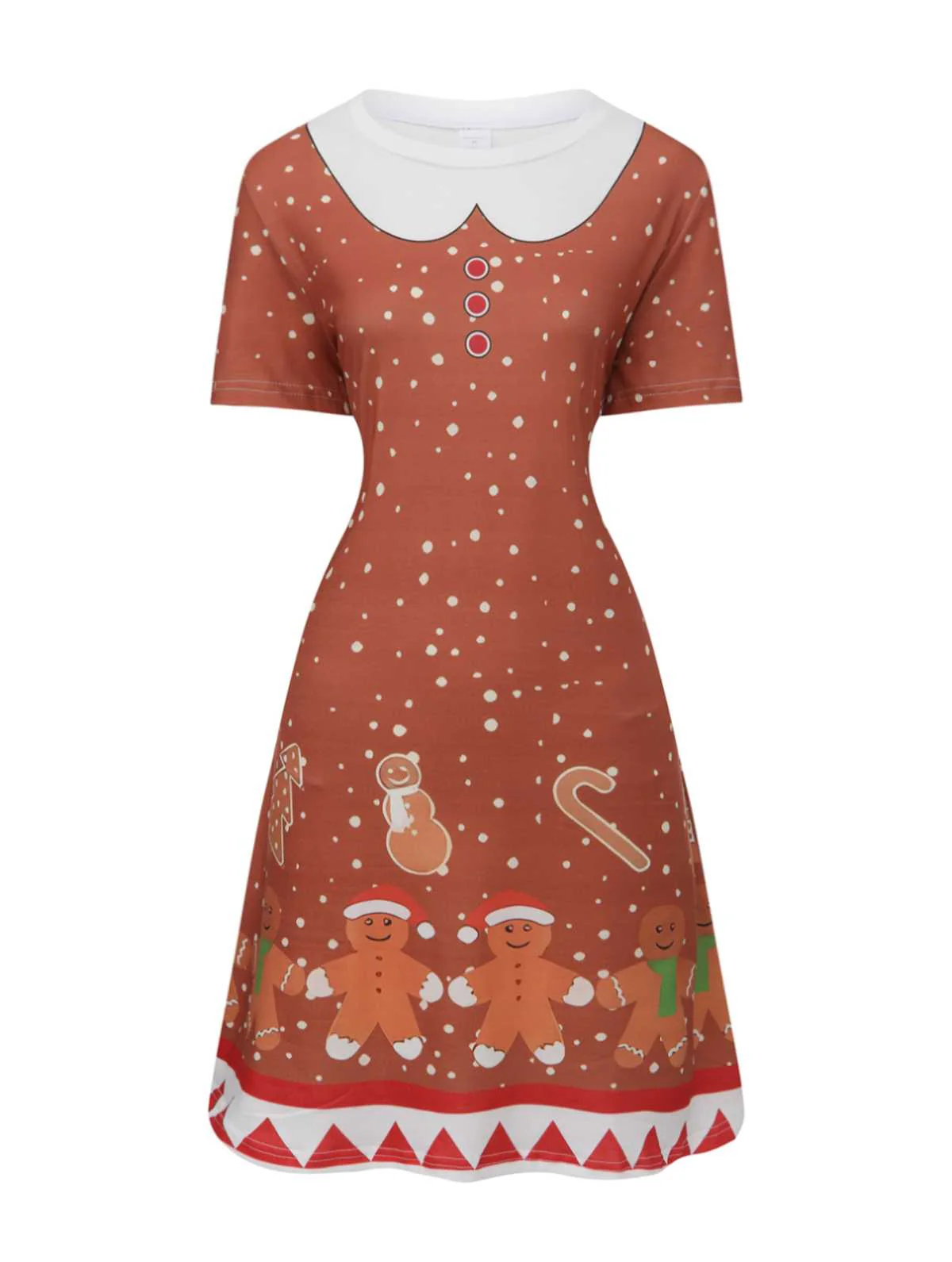 1960s Christmas Gingerbread Man A-Line Dress - Image 2