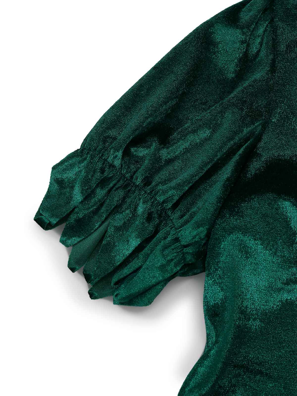 1960s Christmas Green V-Neck Top & Red Fur Trimmed Skirt - Image 6