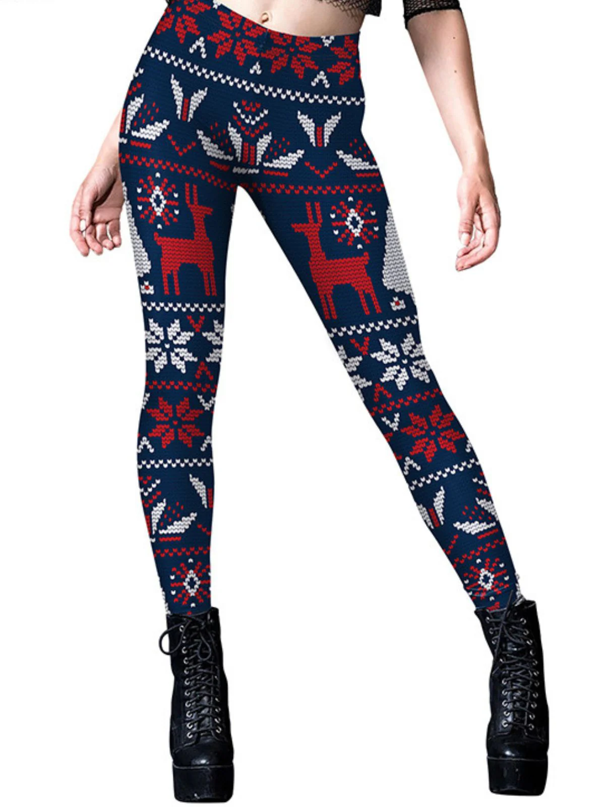 1960s Christmas Printed Cute Leggings - Image 3