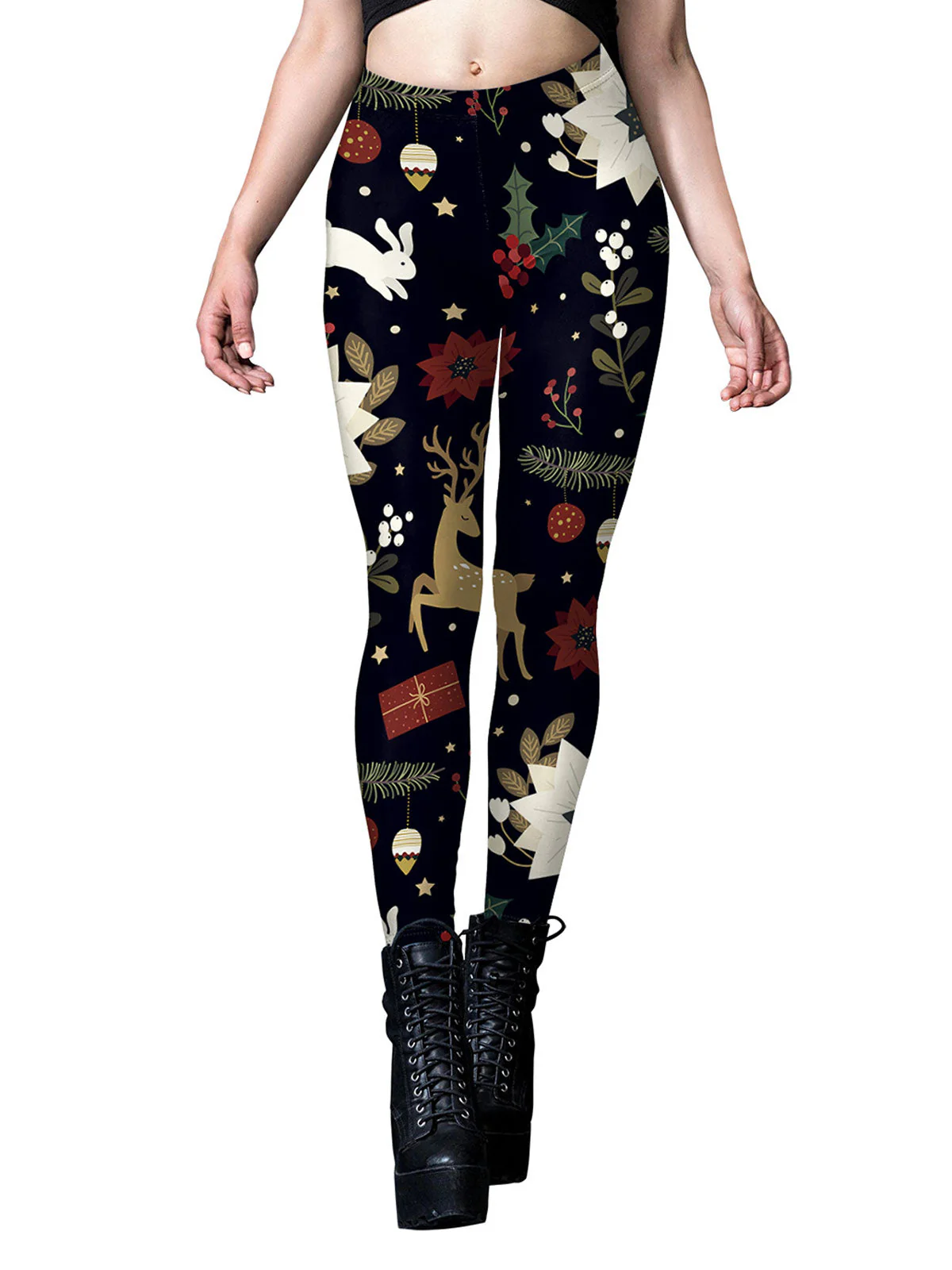 1960s Christmas Printed Cute Leggings - Image 4