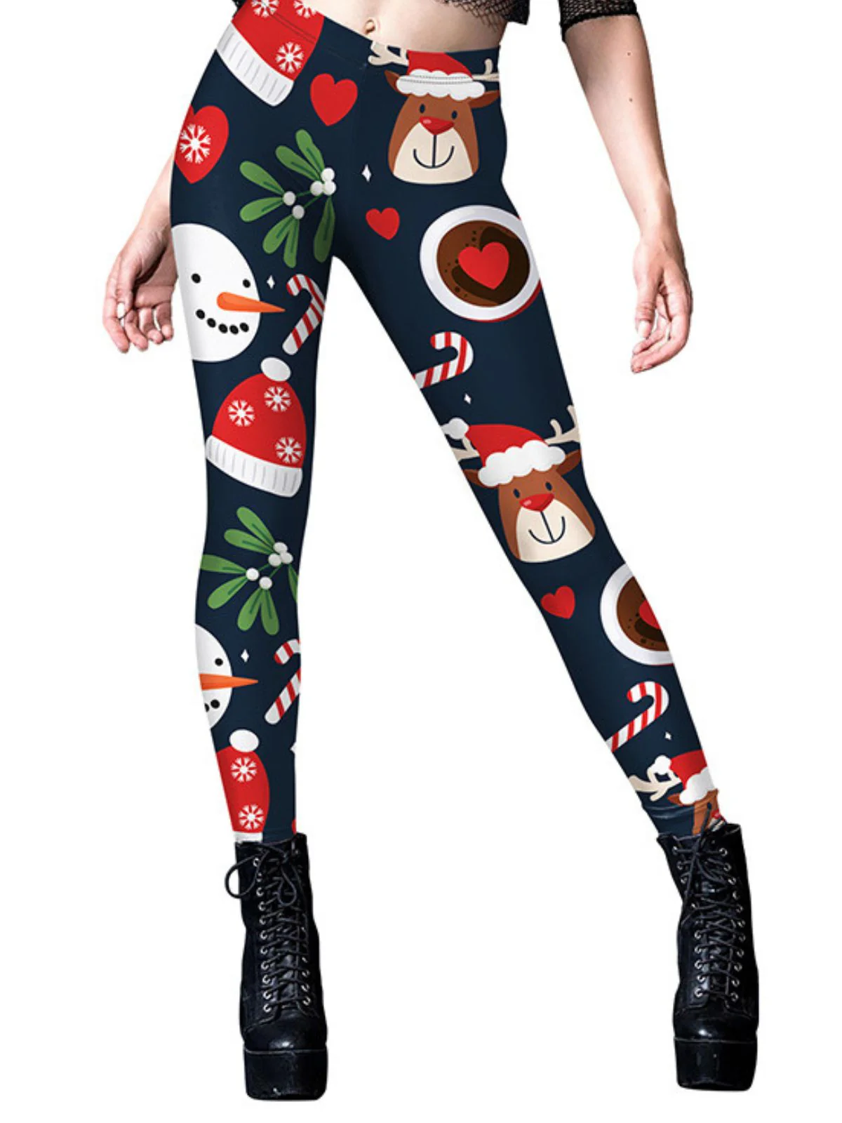 1960s Christmas Printed Cute Leggings - Image 5