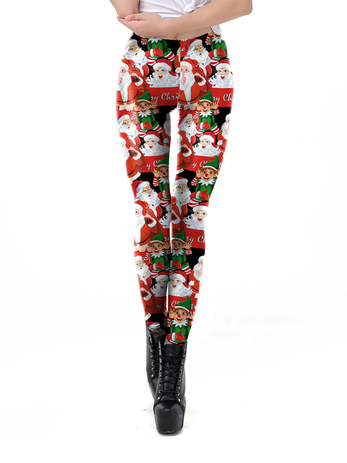 1960s Christmas Printed Elastic Leggings - Image 10
