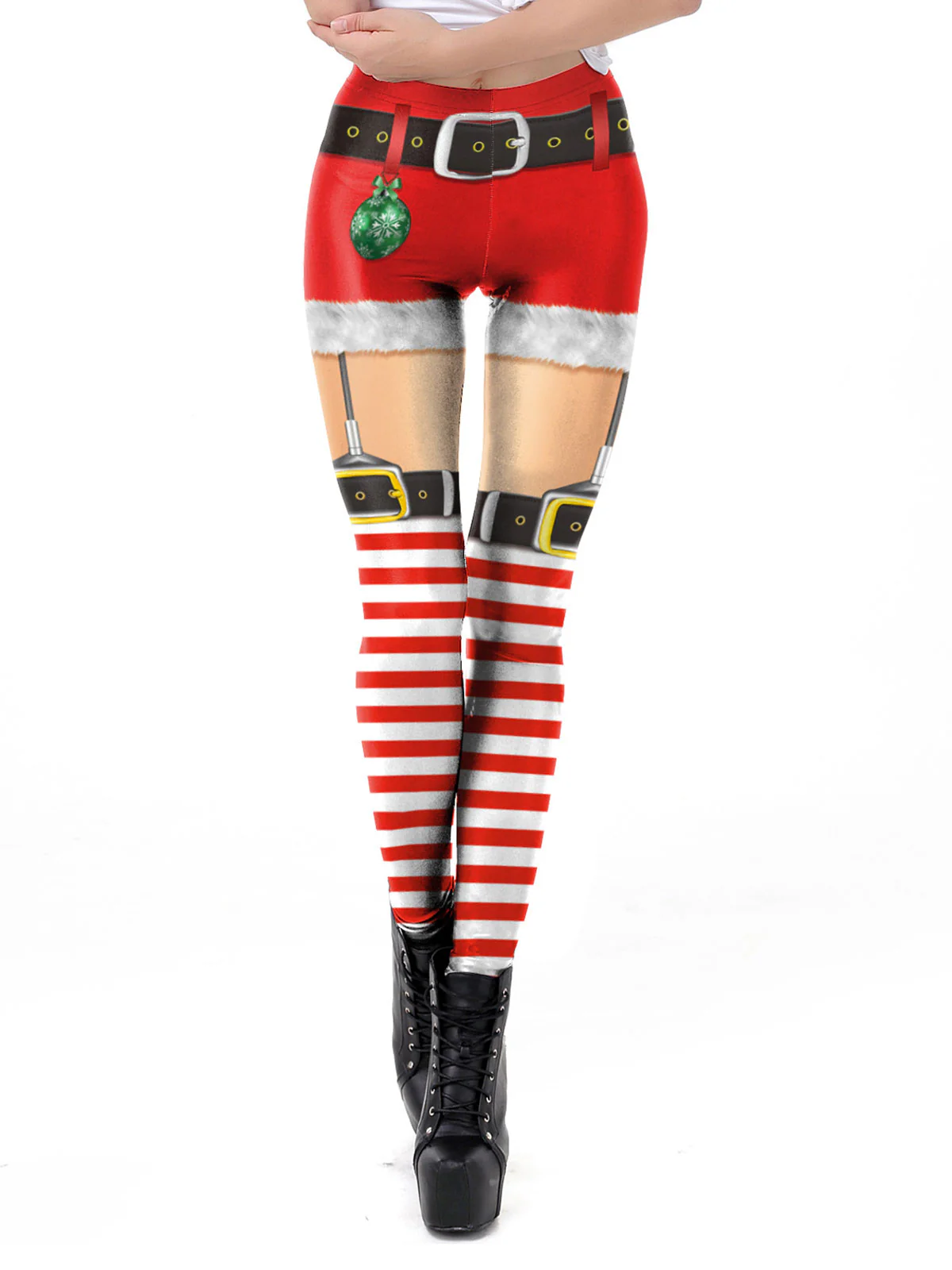 1960s Christmas Printed Elastic Leggings - Image 2