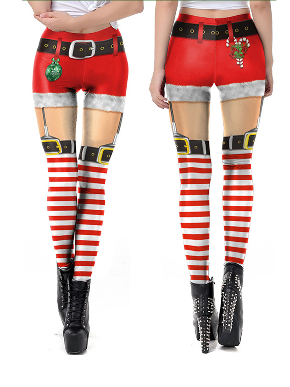 1960s Christmas Printed Elastic Leggings - Image 3