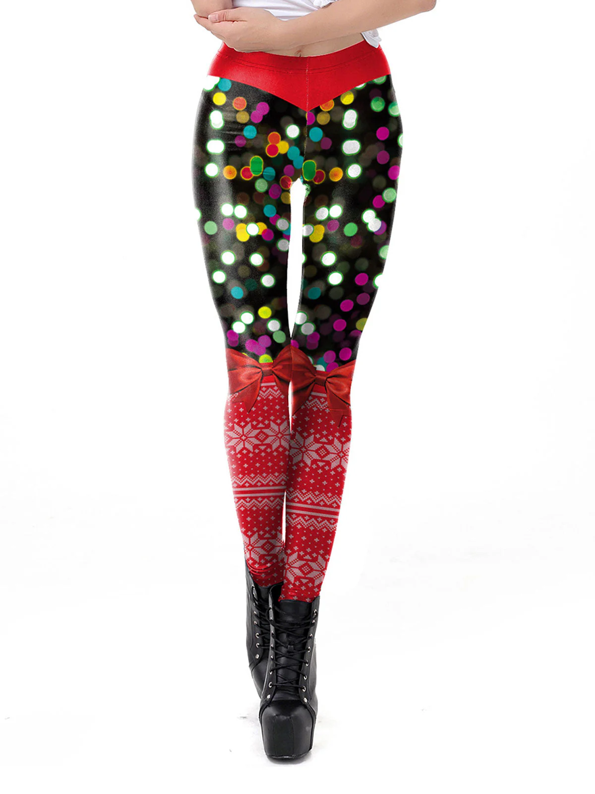 1960s Christmas Printed Elastic Leggings - Image 5