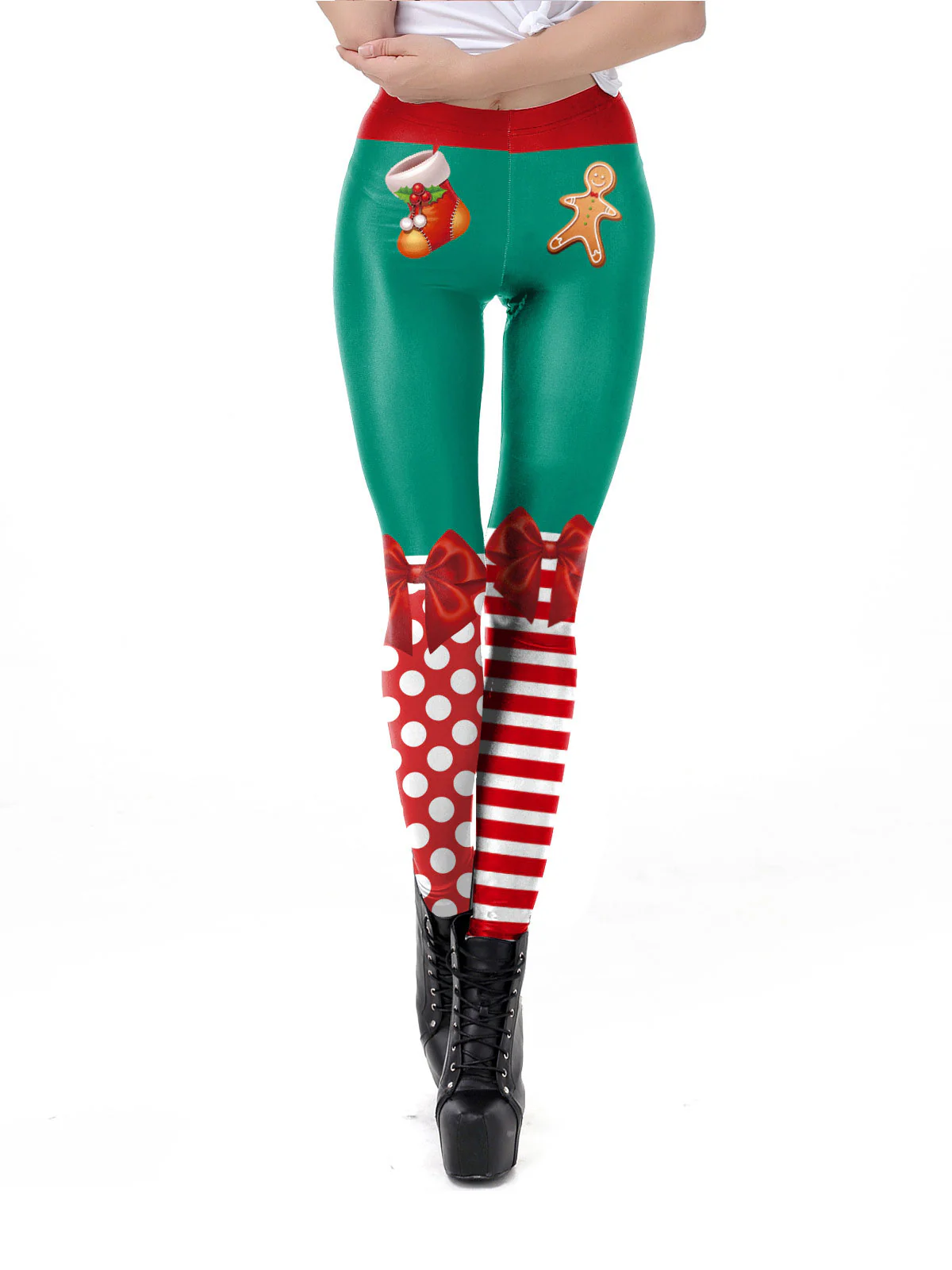 1960s Christmas Printed Elastic Leggings - Image 9