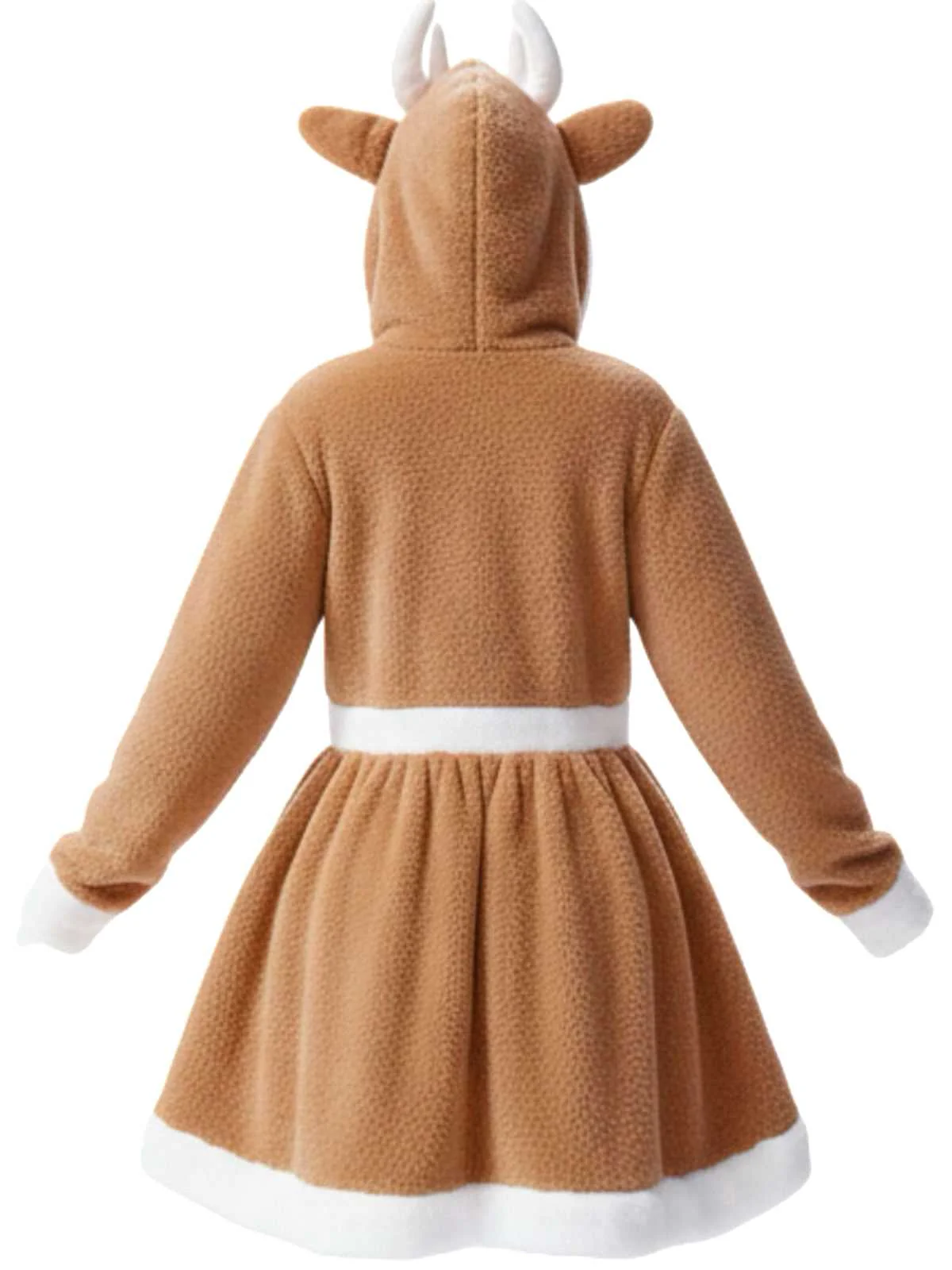 1960s Christmas Reindeer Hooded Coral Fleece Dress - Image 3