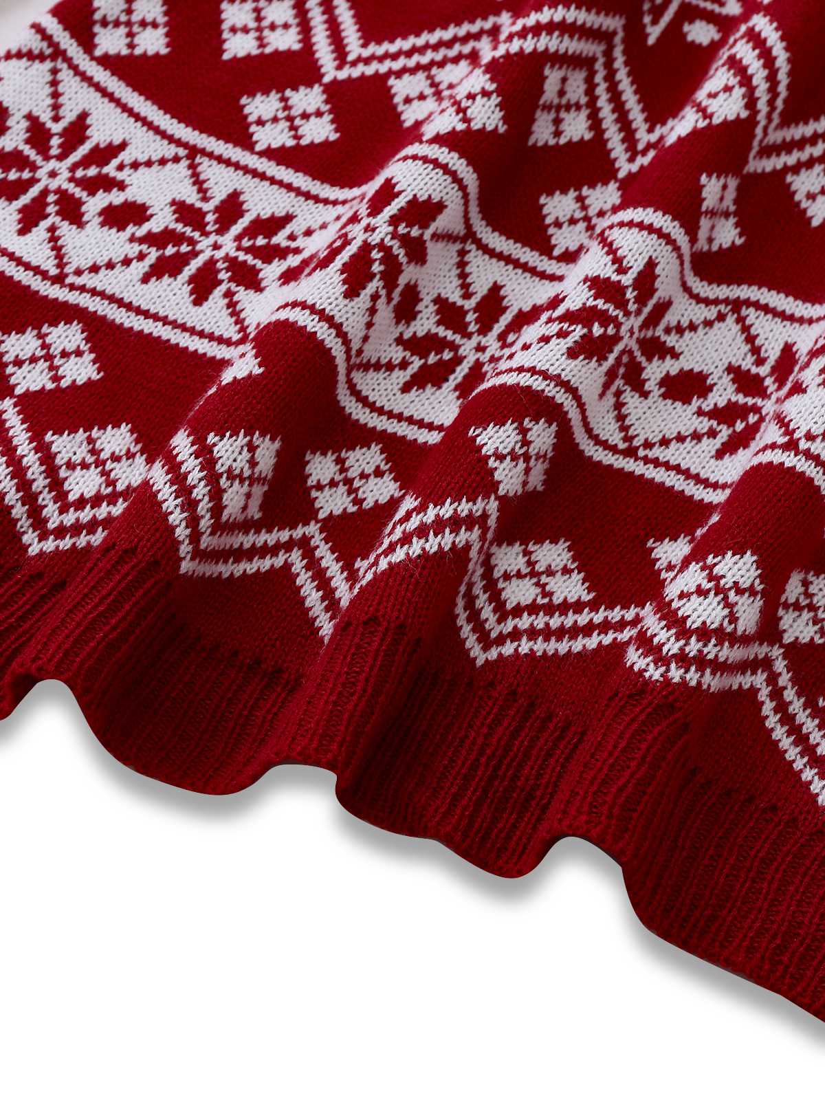 1960s Christmas Reindeer Snowflake Jacquard Knit Dress - Image 6