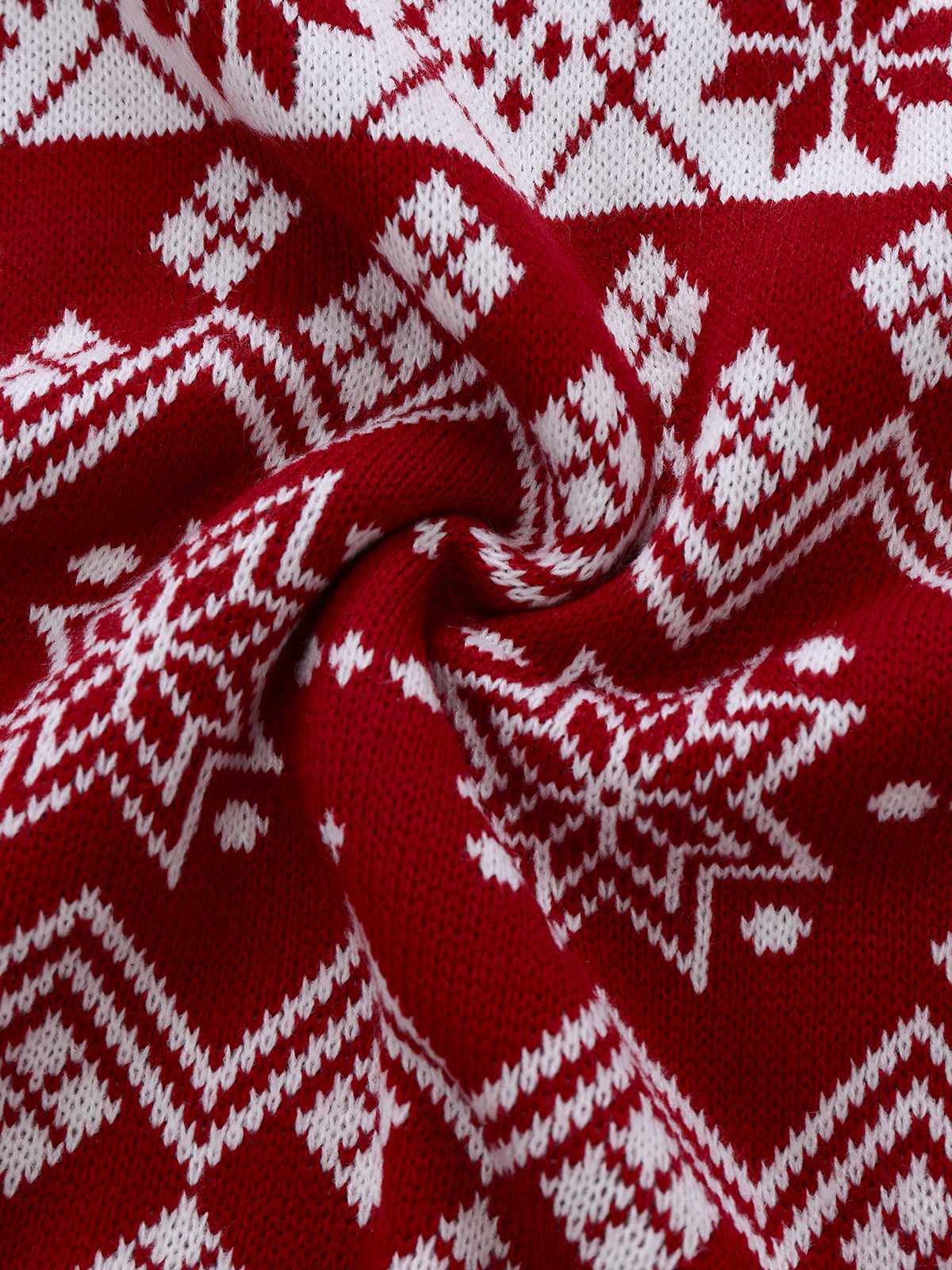 1960s Christmas Reindeer Snowflake Jacquard Knit Dress - Image 7