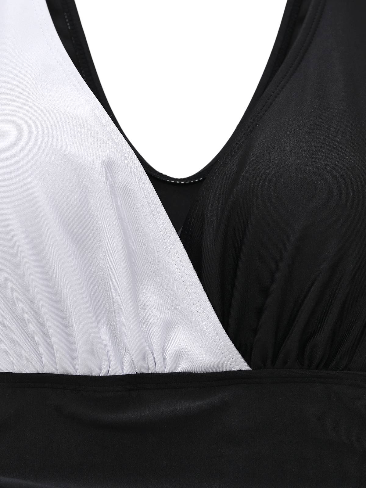 1960s Color Block Ruffle One Piece Swimsuit - Image 5