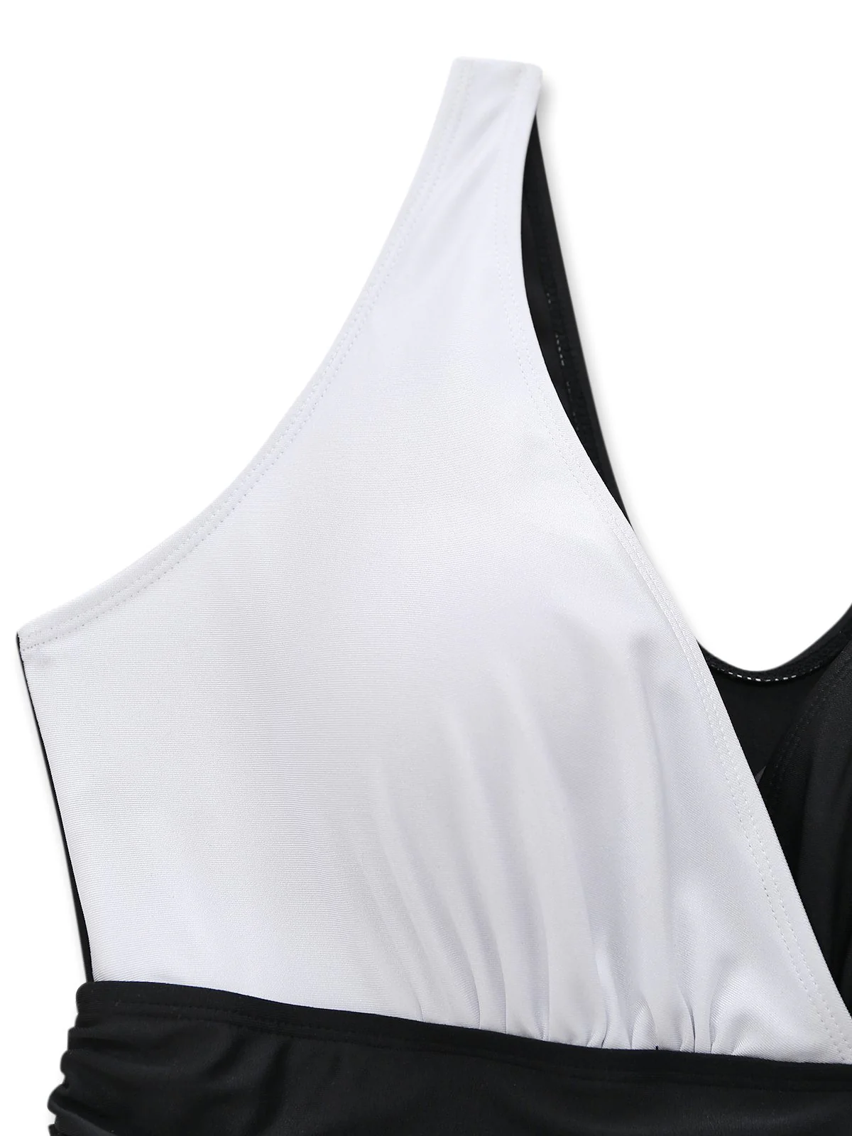 1960s Color Block Ruffle One Piece Swimsuit - Image 6
