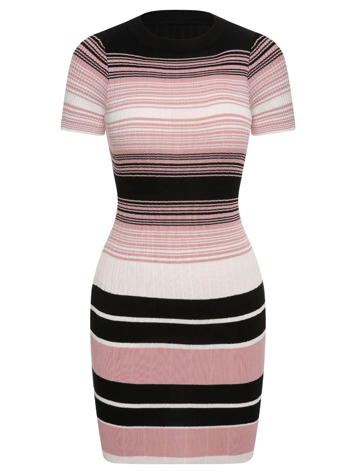 1960s Color Block Striped Knit Slim Dress - Image 2