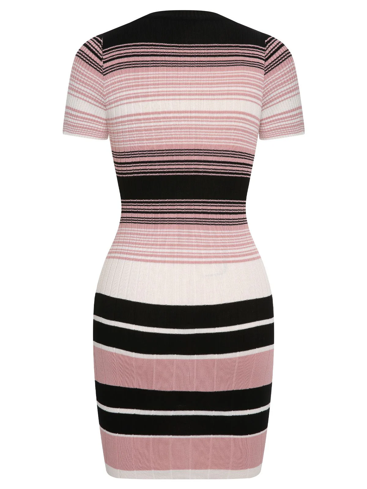 1960s Color Block Striped Knit Slim Dress - Image 4