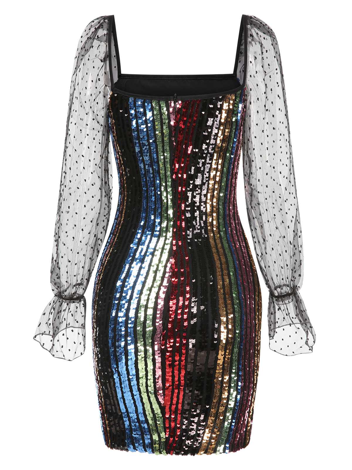 1960s Colorful Stripes Sequined Mesh Dress - Image 4