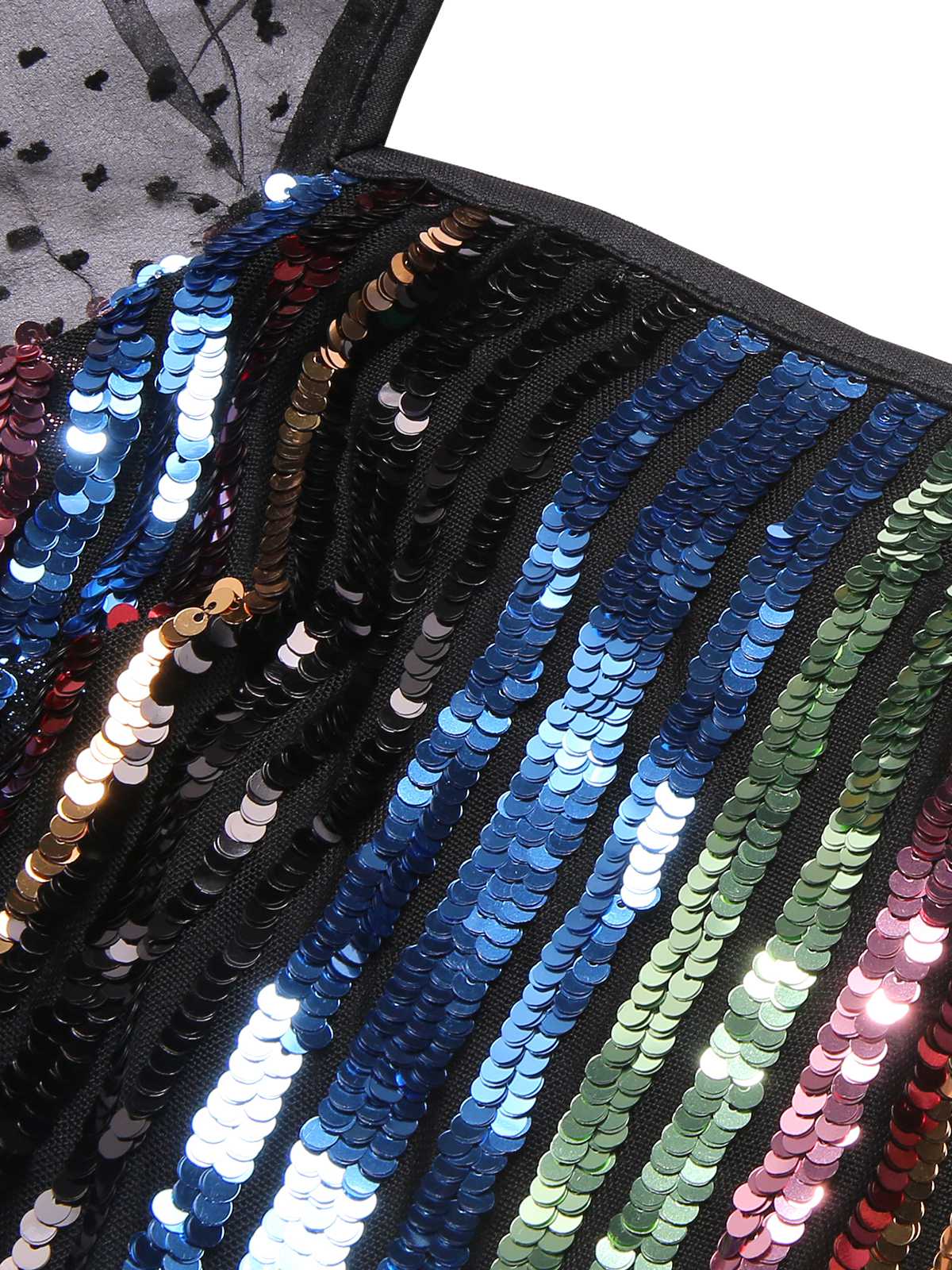 1960s Colorful Stripes Sequined Mesh Dress - Image 7