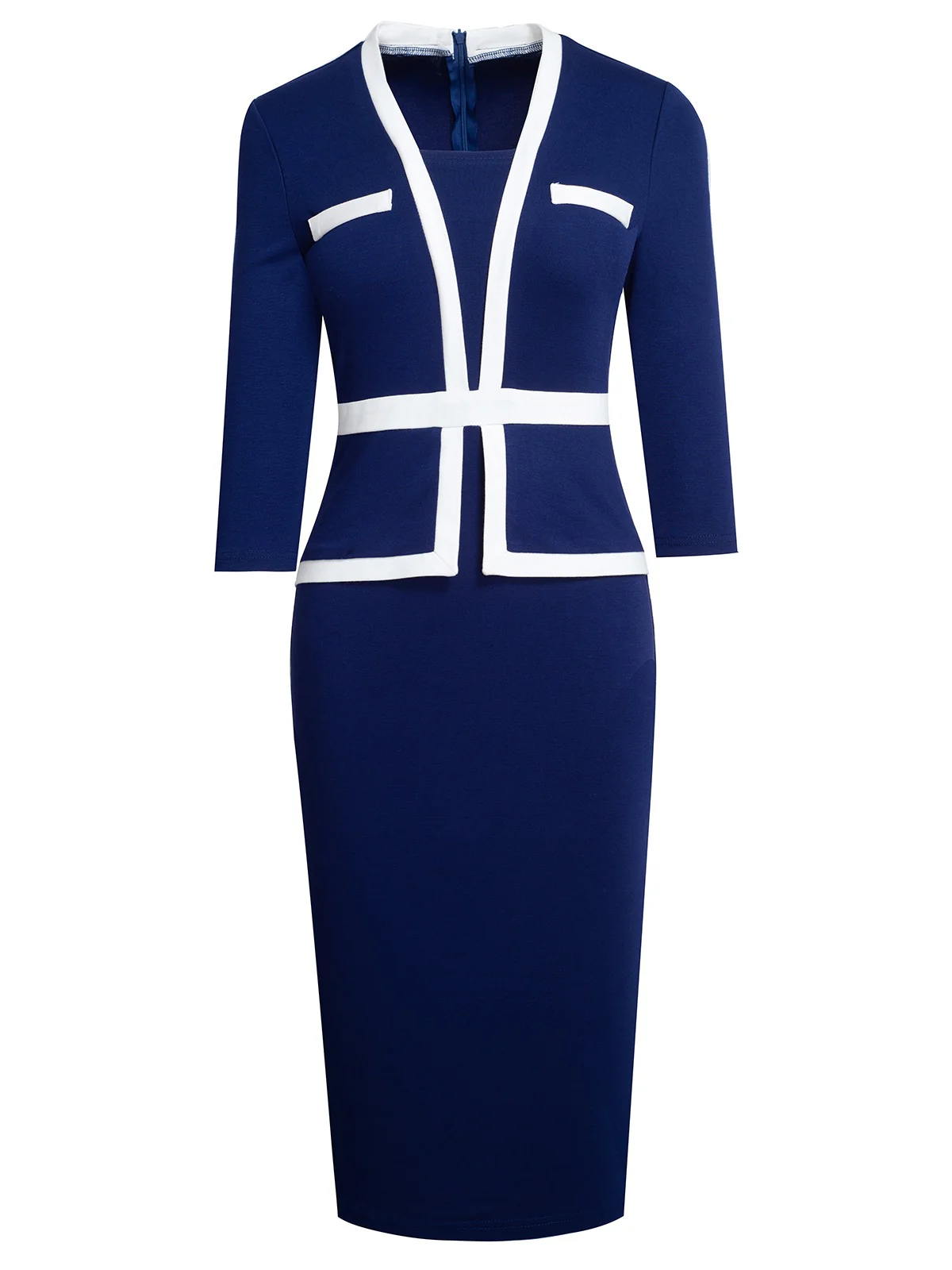 1960s Contrast Trim Bodycon Dress - Image 2