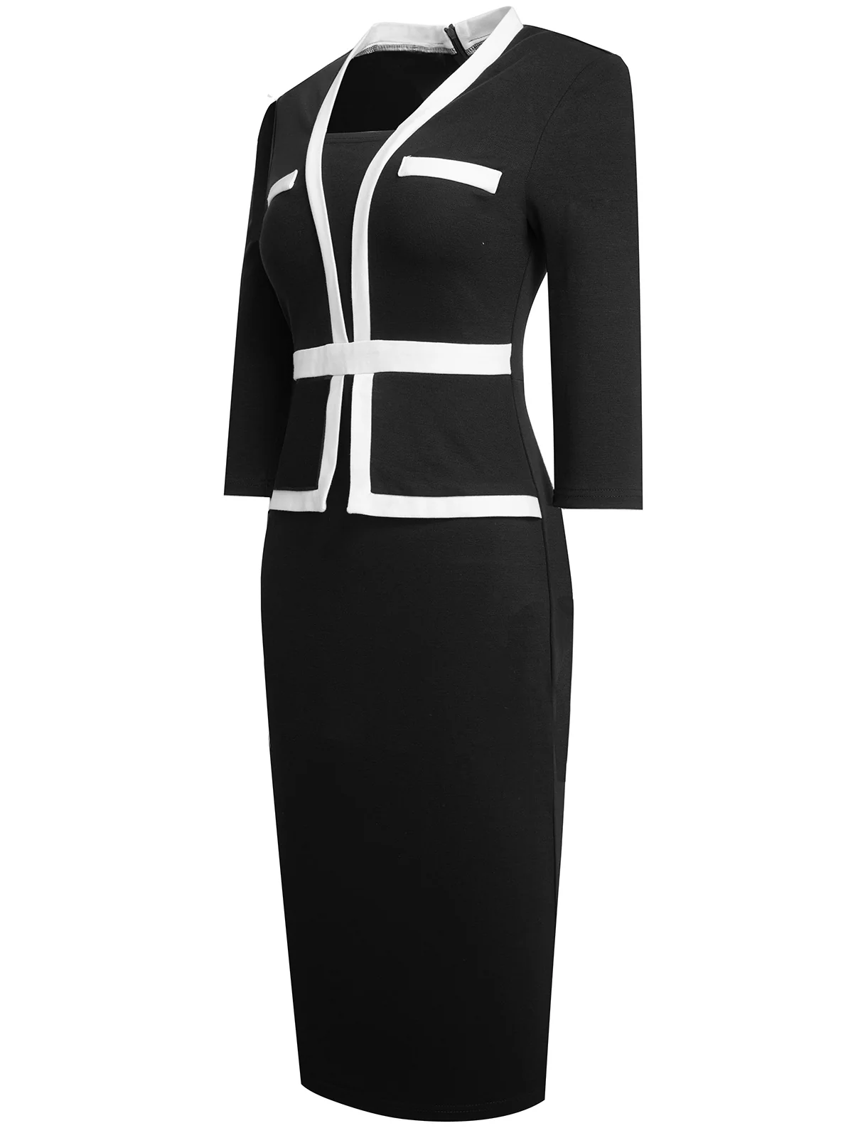 1960s Contrast Trim Bodycon Dress - Image 3