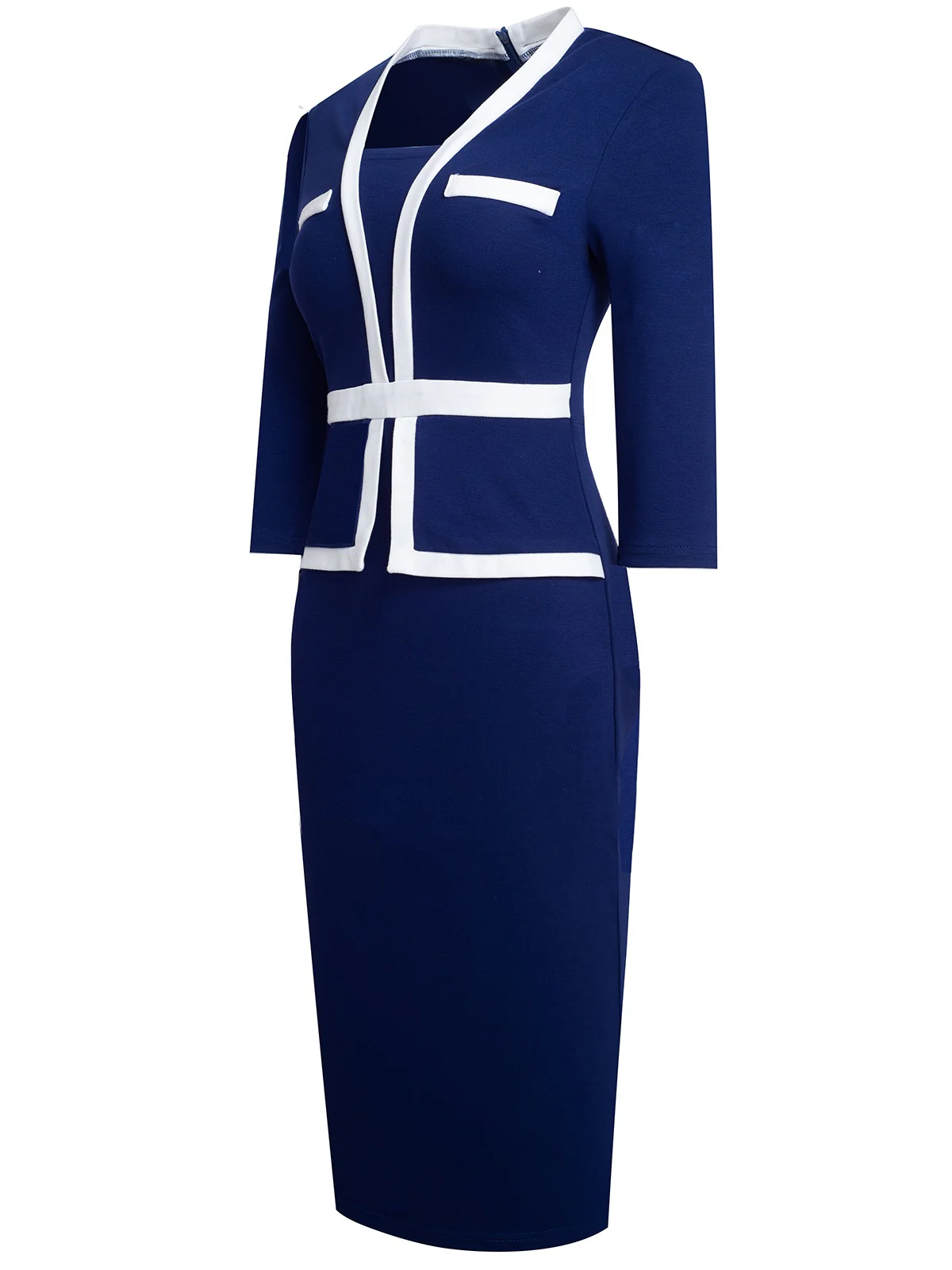 1960s Contrast Trim Bodycon Dress - Image 9