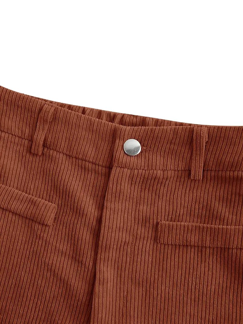 1960s Corduroy High Waist Wide-Leg Pants - Image 3