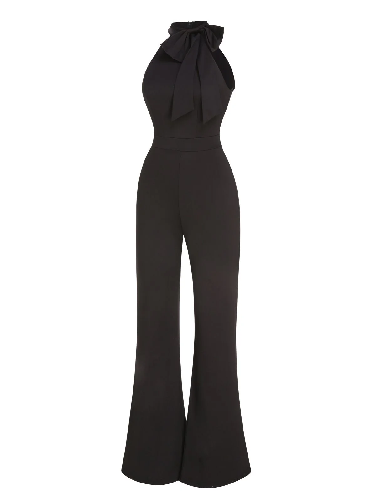 1960s Crewl Halter Bow Solid Jumpsuit - Image 2