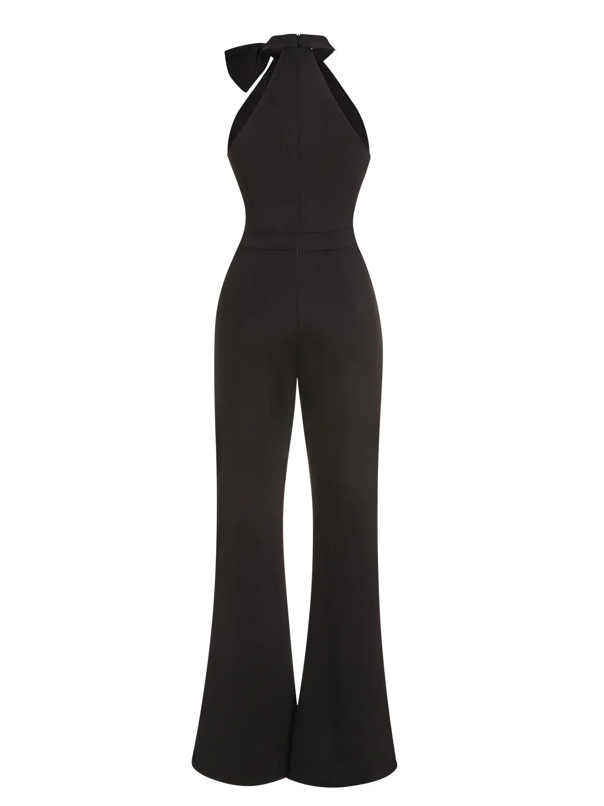 1960s Crewl Halter Bow Solid Jumpsuit - Image 3