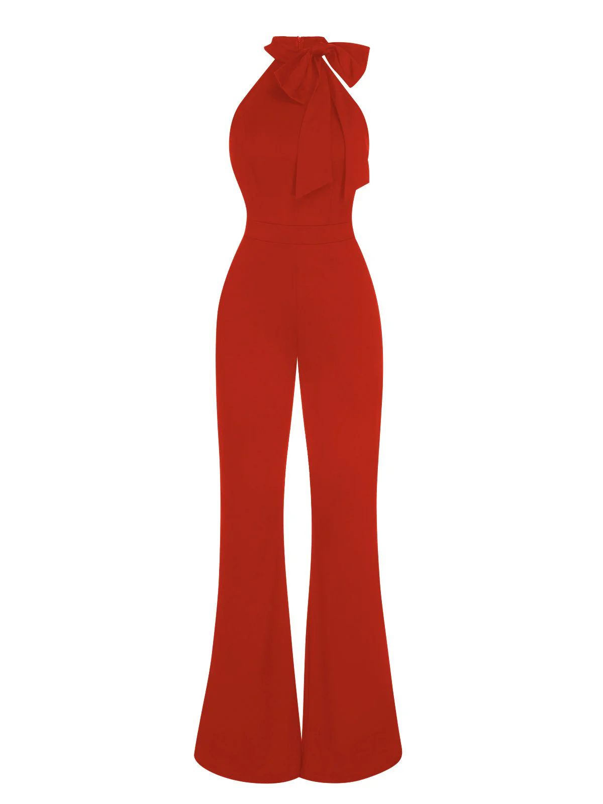 1960s Crewl Halter Bow Solid Jumpsuit - Image 6