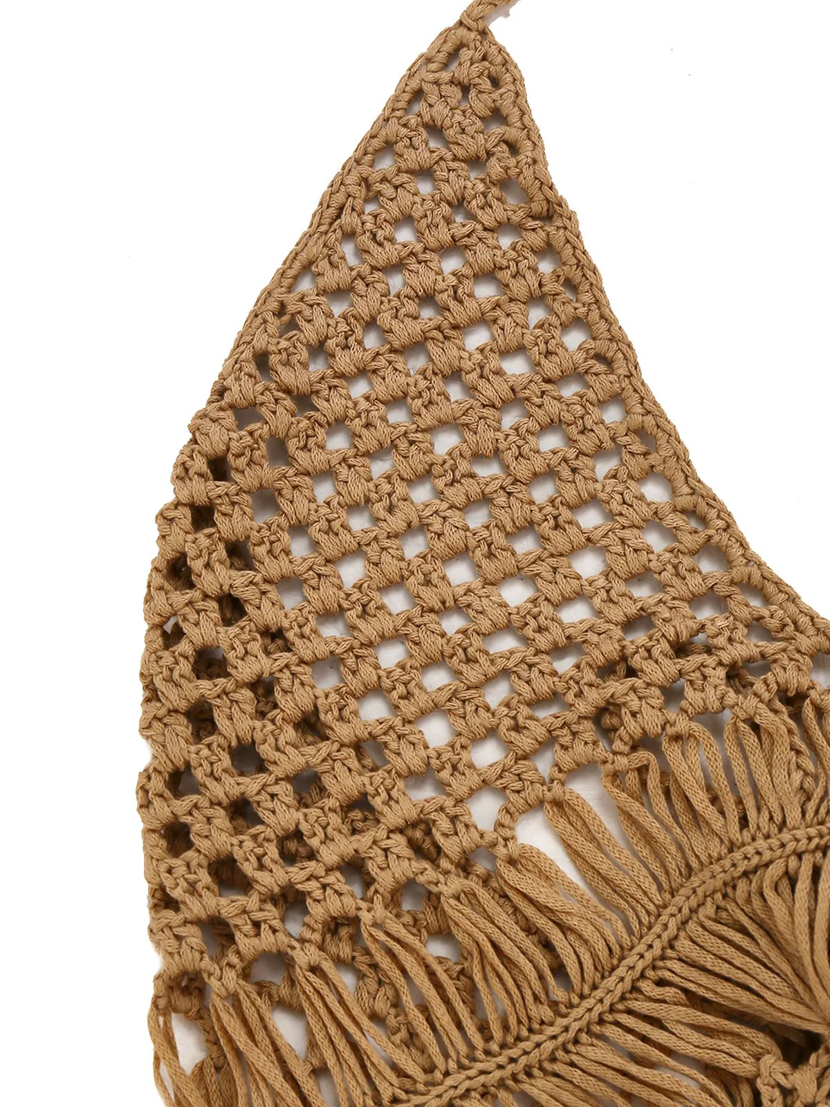 1960s Crochet Fringe Cutout Halter Bikini Cover-Up - Image 5