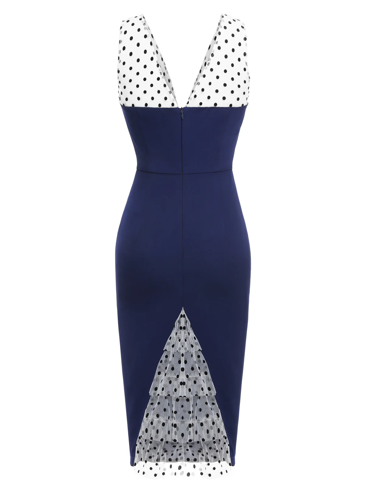 Dark Blue 1960s Patchwork Pencil Dress - Image 4