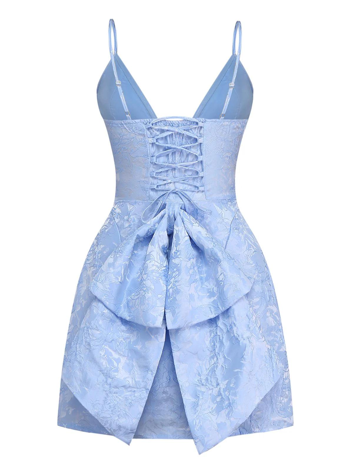 1960s Deep V Floral Lace Bow Strap Dress - Image 2
