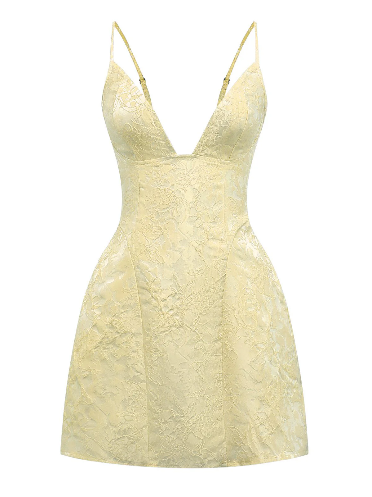 1960s Deep V Floral Lace Bow Strap Dress - Image 6