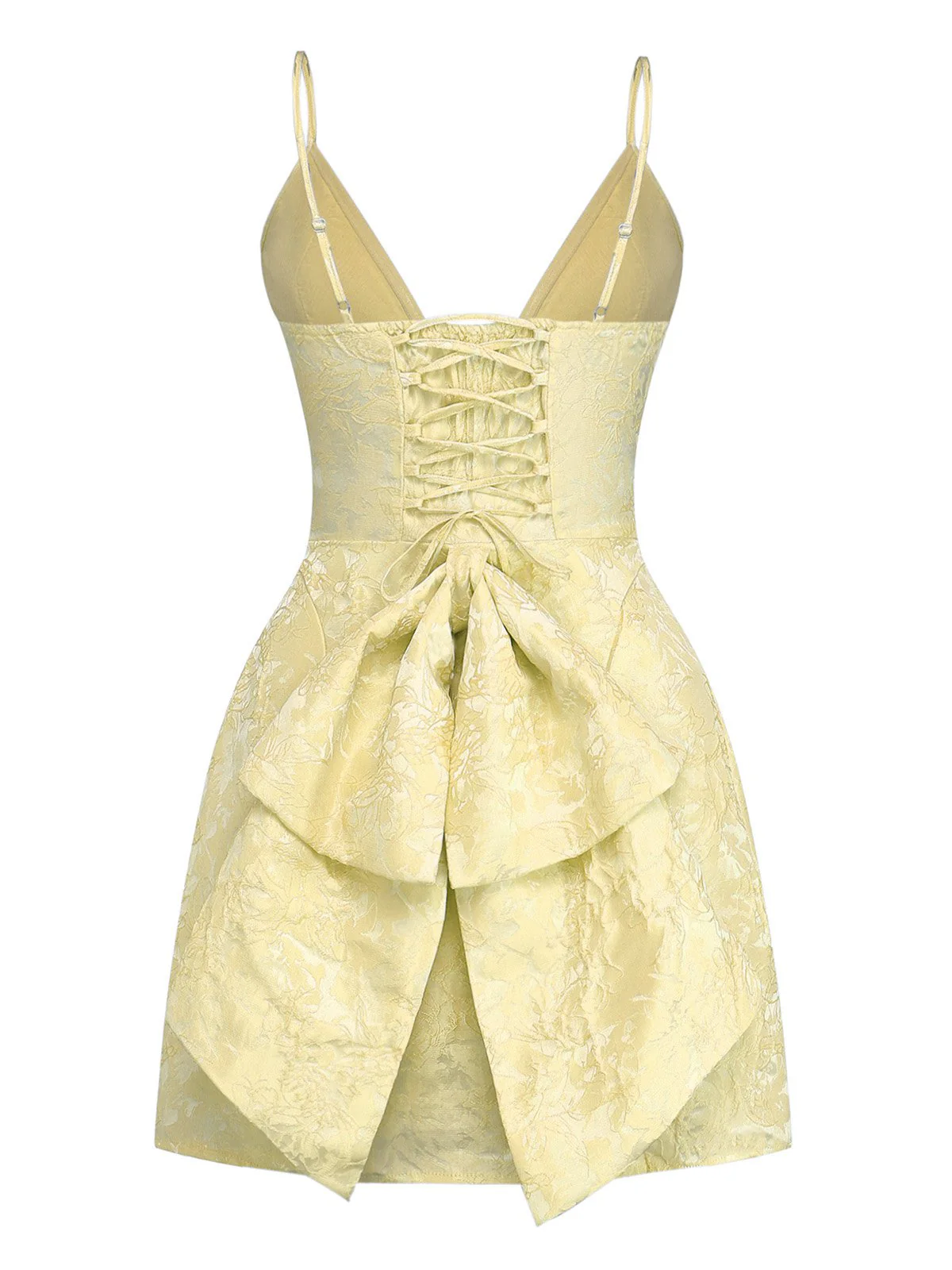 1960s Deep V Floral Lace Bow Strap Dress - Image 7