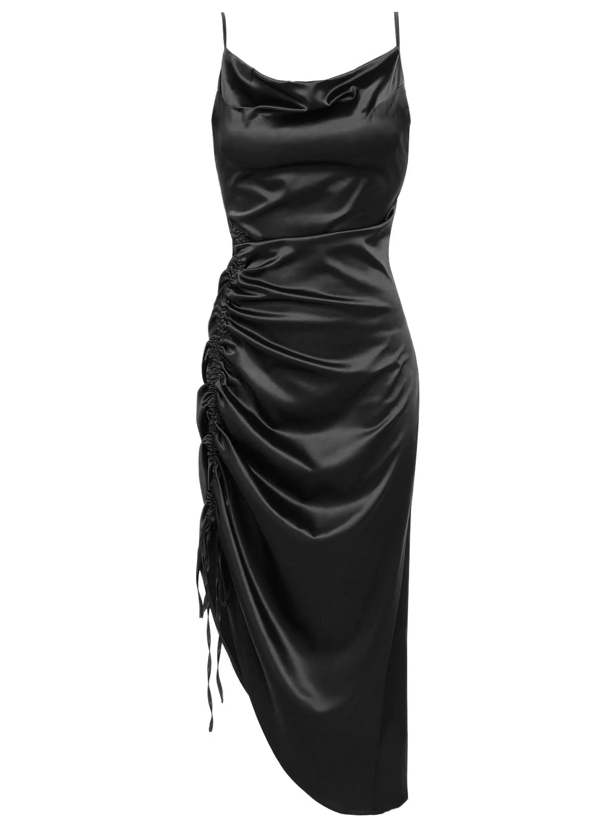 1960s Drawstring Spaghetti Strap Pencil Dress - Image 17
