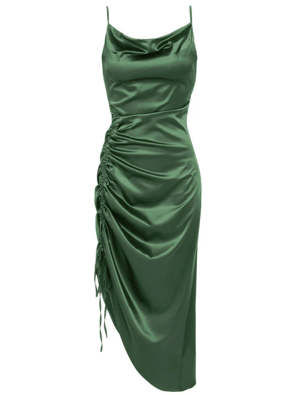 1960s Drawstring Spaghetti Strap Pencil Dress - Image 2
