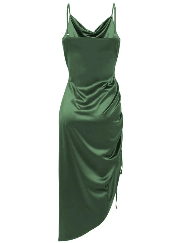 1960s Drawstring Spaghetti Strap Pencil Dress - Image 3