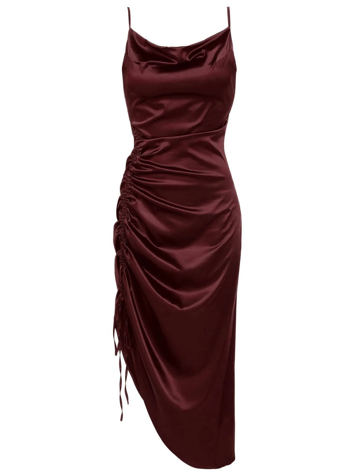 1960s Drawstring Spaghetti Strap Pencil Dress - Image 4