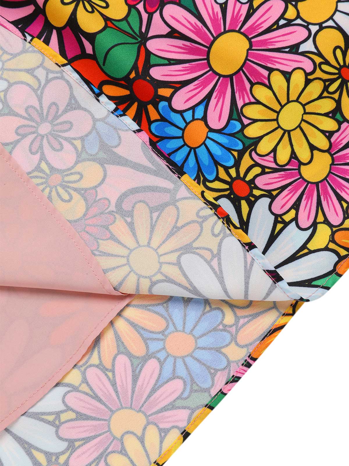 1960s Flare Sleeve Colorful Daisy Dress - Image 7