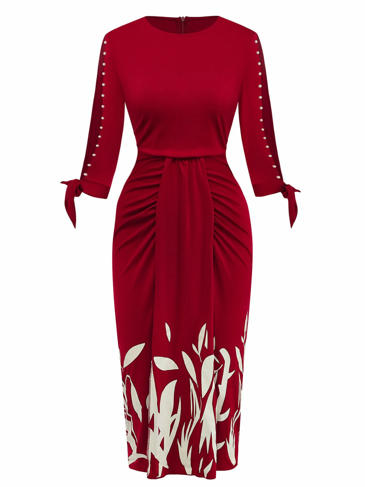 1960s Floral Cut-Out Patchwork Tie Dress - Image 2
