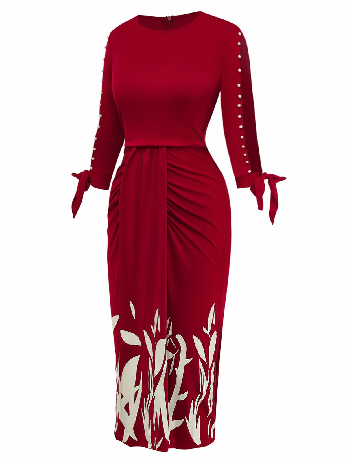 1960s Floral Cut-Out Patchwork Tie Dress - Image 3