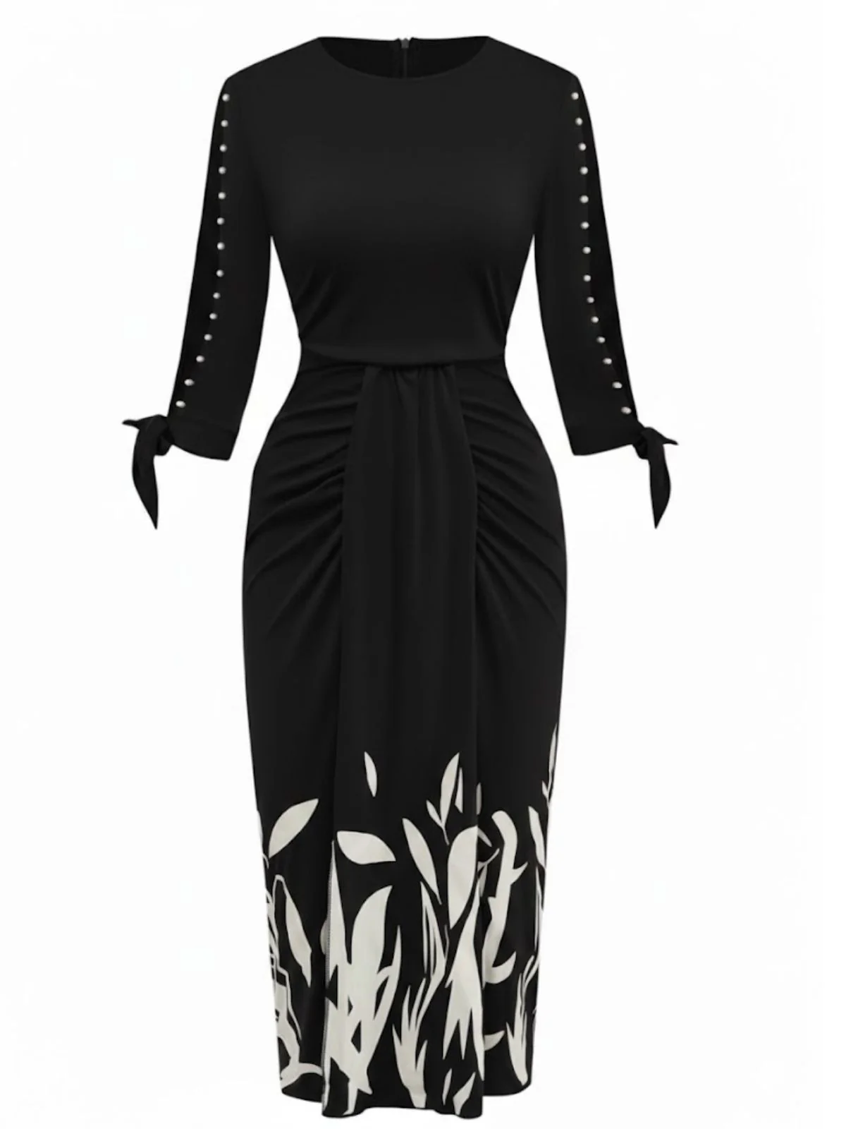 1960s Floral Cut-Out Patchwork Tie Dress - Image 8