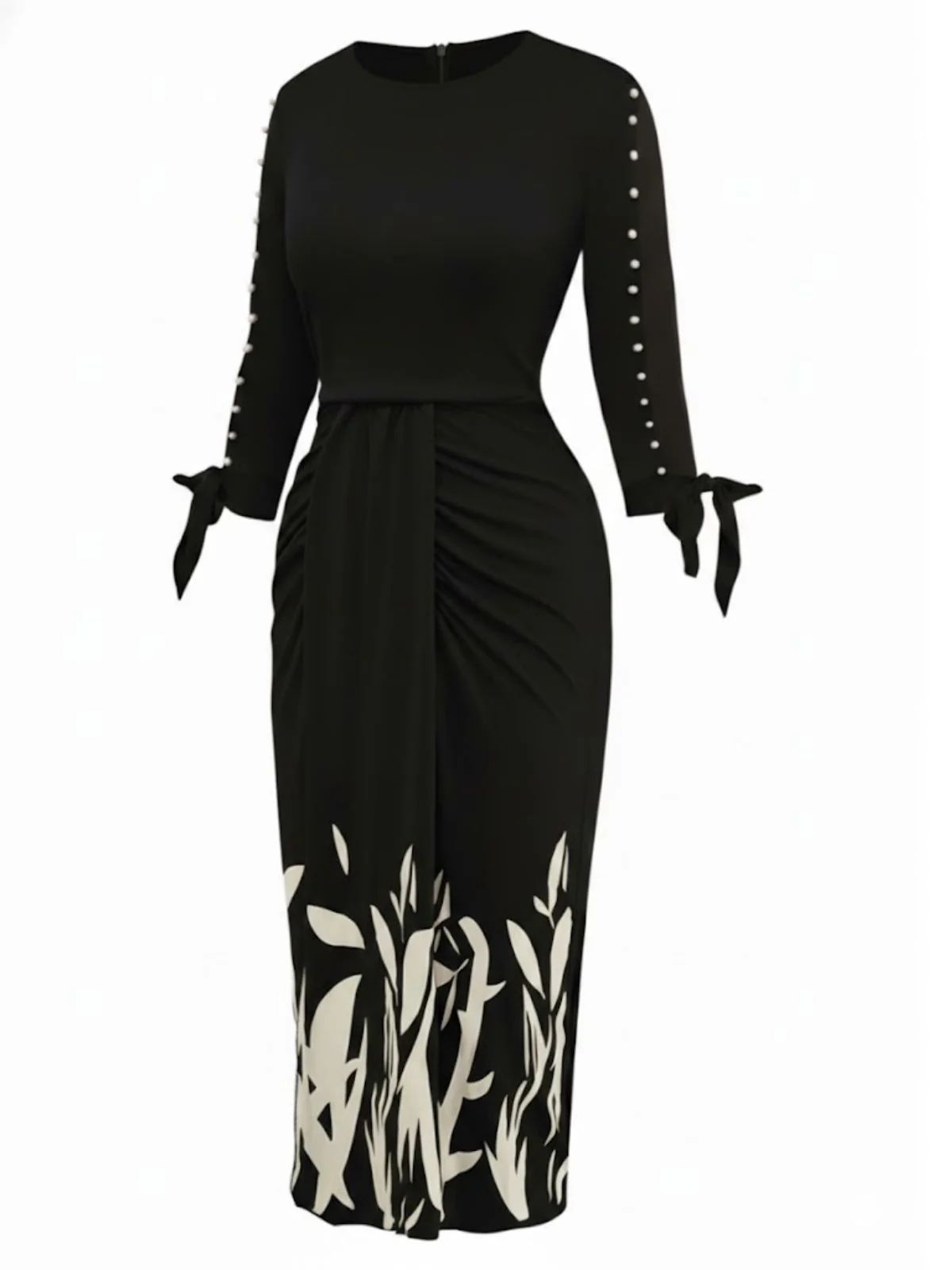 1960s Floral Cut-Out Patchwork Tie Dress - Image 9