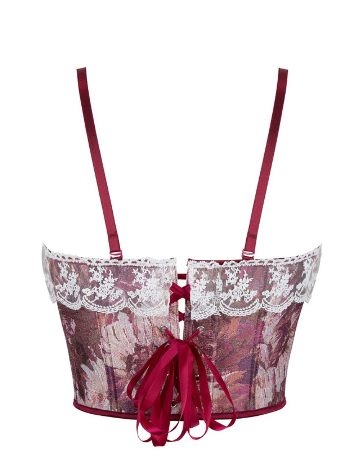 1960s Floral Lace Spaghetti Straps Corset Top - Image 13